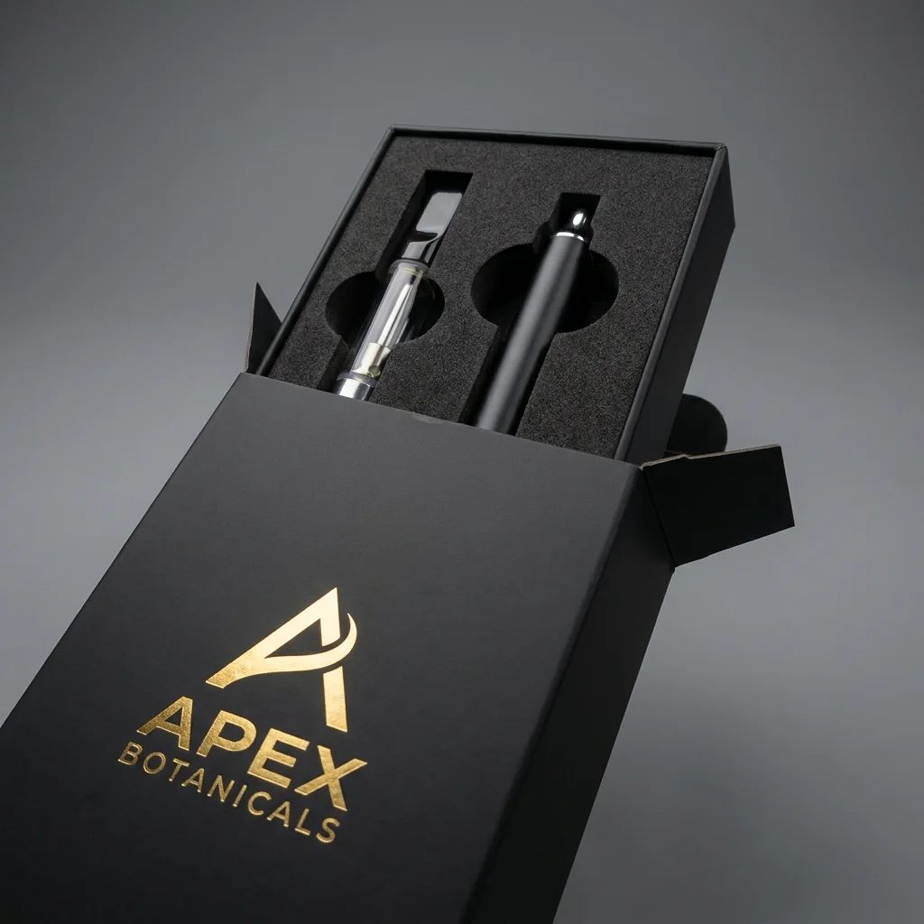 premium custom vape packaging with gold foil logo